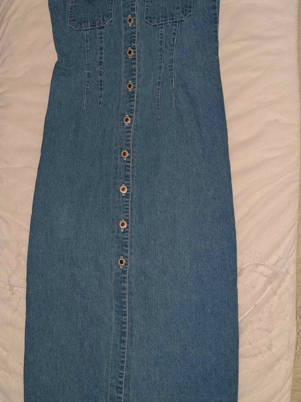Santa Barbara Women's Denim Button-Front Maxi Dress in Blue